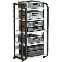 오디오 이동식 스피커 선반 수 보관함 증폭기 진열대, 5레이어모델B화이트프레임+라이트월넛보드