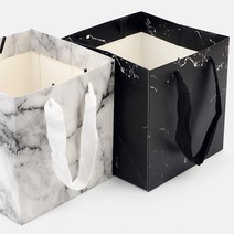 튼튼한 프리미엄 대리석 정사각형 쇼핑백 정육면체 블랙 화이트 로열 15cm 20cm 25cm 30cm 선물상자 케이크, 색상/사이즈, 화이트 - 30cm