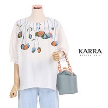 KARRA 77까지린넨플라워자수블라우스_KB0MBL048C