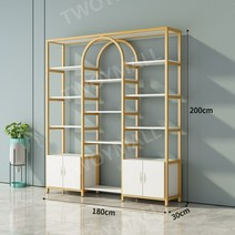매장 진열장 명품 매대 화장품 가게 쇼케이스 진열대 헤어샾 네일아트 아치형, 15.수납장포함180x30x200 골드+화이트