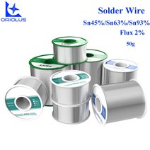 전기 납땜용 주석 로진 코어 솔더 와이어 0.6 0.8 1.0mm 용접 와이어 납땜 인두용 2% 플럭스, 45-Sn 0.8mm 50g