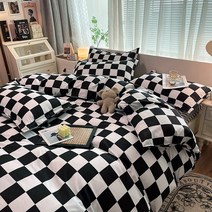바둑판 침구 세트 뜨거운 판매 싱글 퀸 사이즈 플랫 시트 이불 커버 베갯잇 폴리에스터 침대 리넨 홈 섬유
