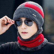 겨울용 방풍 털모자 넥워머 세트 남자 골프 아버지 아빠 남편 60대 70대 중년, 와인  모자 넥워머
