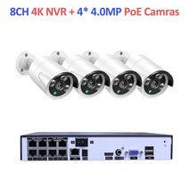 감시카메라 cctv 베이비 캠 보안 카메라 시스템 키트 오디오 레코드 Rj4 얼굴 감지 IP IR 야외 방수 CCTV 비디오 H2 + CH 4K MP MPPOE, CHINA_없음 | 8CH NVRX4 Cam4.0MP