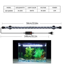 수족관 조명 살균등 수초 어항 led 등 스팟 수중 해수 18-58CM 빛 LED 방수 물고기 탱크 클립 수 중 장식 잠수정 램프 식물 성장 90-260V, [13] White 12W