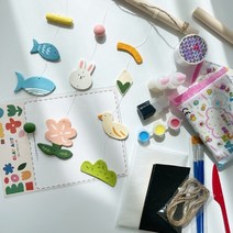 지점토 모빌 만들기 DIY 7종 키트 공예 세트 [흑백 점토 오브제 소품 인테리어 취미 물감 놀이 재료], 6. 골드 모빌 30cm KIT