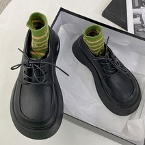 따봉오빠 5.5cm 여성 캐주얼 왕굽 복고 단화 로퍼 매트블랙(DB206)