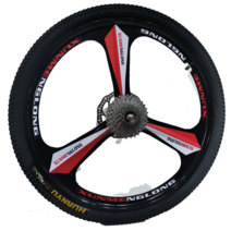 튜닝 초경량 픽시 삼발이 카본 로드 바이크 수리, 26인치 3칼 전면 휠 블랙 휠 레드, 1개