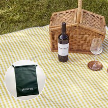 [피크닉코] 감성 PVC 방수 피크닉매트 돗자리 캠핑 용품 대형 체크, 5 깅엄 옐로우  + 파우치