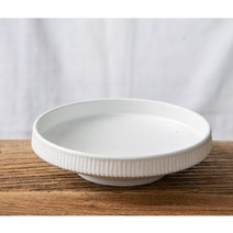 여주 달 화이트 그레이 찬기 반찬그릇 초장기 오목 굽 접시 도자기 그릇, 찬기대(15x4cm)