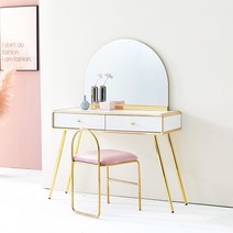 신디 1000 화장대 안방 서랍 수납 화장품 정리대 아치형 거울 포함, 화이트