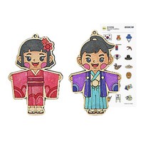 다문화 체험 세트 팬시 우드 재료 세계 여러 나라 전통 의상 학습 수업 교구 초등 교육 diy 만들기 키트, 일본 ＋ 사은품 증정