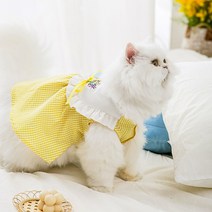 디그펫 고양이 강아지 리본 원피스 봄 원피스 노란색 XS-2XL