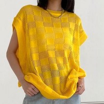 셀러허브(잡화) 여자 여름 체크무늬 린넨 마소재 조끼