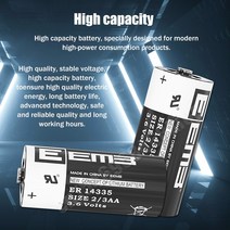 PLC CNC 제어 경보 시스템 용 3.6V 1650mAh ER14335 리튬 배터리 수량계 2/3AA 이온 교체 20 피스, 한개옵션0