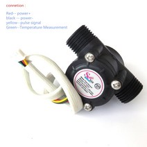 홀 유량계 물 제어 세면실 유량 센서 카운터 온도 프로브 포함 1-30L/min DN15 G1/2, 한개옵션0