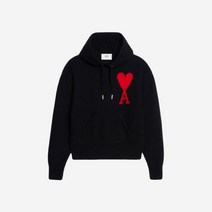 아미 빅 하트 로고 인타르시아 후드 블랙 AMI de Coeur Oversize Intarsia 후드 Black