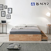 동서가구 네오 이브 고무나무 원목 무헤드 헤드리스 3서랍 벙커수납 퀸 침대프레임 NES375, 단품