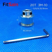 내구성 좋은 FitSain-3M 20T:40T 1:2 풀리 동기 휠 감속 타이밍 벨트 대역폭 10 구멍 5/6/6.35/8, 03 6mm-20T-8mm-40T_01 10mm