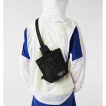 LACOSTE Small body-hugging Outdoor Croc plain canvas satchel NH3862OU Black 000