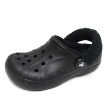 크록스 크록스 바야 라인드 퍼즈 스트랩 클로그 털 샌들 슬리퍼 블랙 206633-060