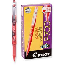 PILOT Precise P700 젤 잉크 롤링 볼 스틱 펜 마블 배럴 파인 포인트 레드 잉크 12팩 (38612) 가성비 추천 미국직구, Red_Fine Point