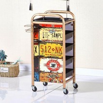 레트로 5단 미용실 츄레이 미용 트레이 가위 정리대 기자재 카트 웨건, B
