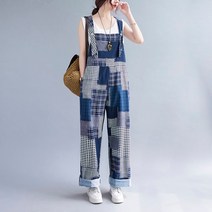 F53766 빈티지프린팅 면멜빵바지 점프슈트 와이드멜빵 [유진스타일] #919EA