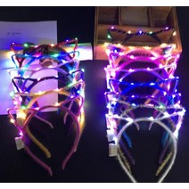 LED 라이트 업 고양이 토끼 쥐 귀 크라운 뿔 머리띠 파티 빛나는 번쩍이는 헤어밴드 후프 콘서트 팬 분위, 01 cat ear