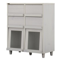 사토 산업 NEFLAS 디스플레이 랙 2장 플랩 도어 폭 75cm 깊이 39.5cm 높이 92.5cm 화이트 서랍 4잔 NF90-75H WH