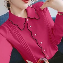 셔츠 칼라 프릴 레이스 블라우스 하늘비즈 A25 K835J005