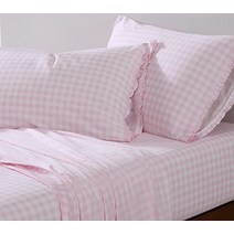 Shabby Chic® - King Sheets Soft & Breathable Organic Cotton Bedding Set Classic Style Home Decor, Gingham Pink_King