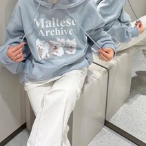 와이케이 말티즈 여자 맨투맨 후드 맨투맨