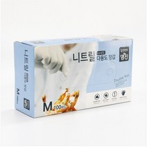 명진 니트릴 장갑 4g 100매 화이트 S M L 일회용 요리 식품용 조리 청소 의료
