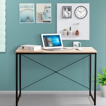 사무실 인테리어 일자형 우드상판 1인책상 일자형책상, 심플 100 콘솔 블랙