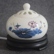 인센스 챔버 스틱 홀더 향로 향초 시간 온도 조절 에센셜 오일 플러그인, 13. 小池红