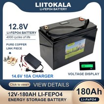 인산철 배터리 LiitoKala 12.8V 310ah 280Ah 120AH LiFePO4 12V 리튬 철 인산염 사이클 투어링 카 14.6V 충전기 세금 156467, 04 12.8V 180AH-10A