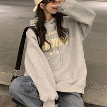 여자 빅사이즈 루즈핏 박시 기모 후드티 수학여행 중학생 필수템 40대 20대