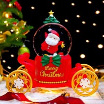 Frokom LED 크리스마스 랜턴 워터볼 오르골 마차 크리스털 볼 장식품, 붉은색