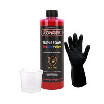 스팅거 트리플폼 500ml 스노우폼 컬러폼 폼샴푸 핑크 블루 옐로우 + 계량컵 장갑, A-1 트리플 폼 핑크 (계량컵+장갑)