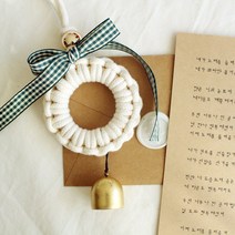 크리스마스 장식 도어벨 체크 리본 집들이 선물 현관 종, 포장, 레드체크
