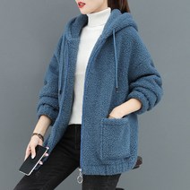 도톰 뽀글이 양털 미디롱 후드 코트 하늘비즈 A25 D059C302