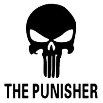 THE PUNISHER 해골 스티커 자동차 더 퍼니셔 튜닝 데칼 스티커, 블랙, 1개