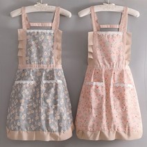 꽃무늬 레이스 H형 주방 앞치마, 블루, 1개