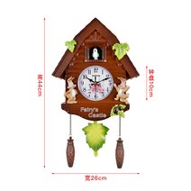 인테리어시계 거실 아이디어 벽걸이시계 뻐꾸기 시간알림기능 가정용 유행패션 정음 시계 새 추시계, C13-2259토끼 채갈색
