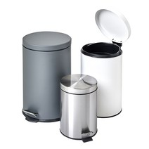 할메이드 인테리어 무소음 원형 페달휴지통 종량제 쓰레기통 5L 12L 20L, 1개, 20L 무광화이트