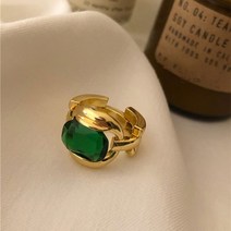 【아침 햇살】유럽과 미국의 반지 고급 느낌 Ins 콜드 스타일 틈새 디자인 에메랄드 골드 빈티지 맞춤형 여성 트렌디 과장된