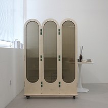 다빈 폴리 자작나무 이동형 바퀴 3단 파티션 (1600) 까페 사무실 칸막이 인테리어 가림막 가벽, 화이트