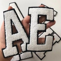 큰 흰색 문자 셔닐 실 수 놓은 철 패치 Applique Diy 이름 배지 알파벳 패치 의류 가방 액세서리, 씨, 1개
