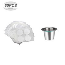 캡슐 커피 머신 다중 네스프레소 커피 머신 메이커 용 가능한 필터 캡슐 60Pcs 알루미늄 씰이있는 빈 포드, 01 라이트 그레이
